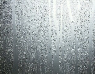 Glass condensation, window steam, water droplets, misted surface, cold weather effect, blurred glass, rainy day atmosphere, condensation droplets, texture, foggy window, wet glass background, moisture