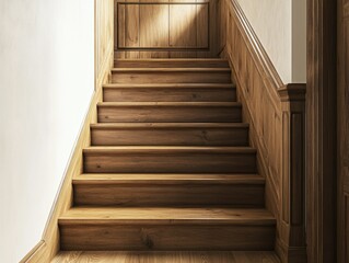 Fototapeta premium Classic Stairwell with Wooden Banister
