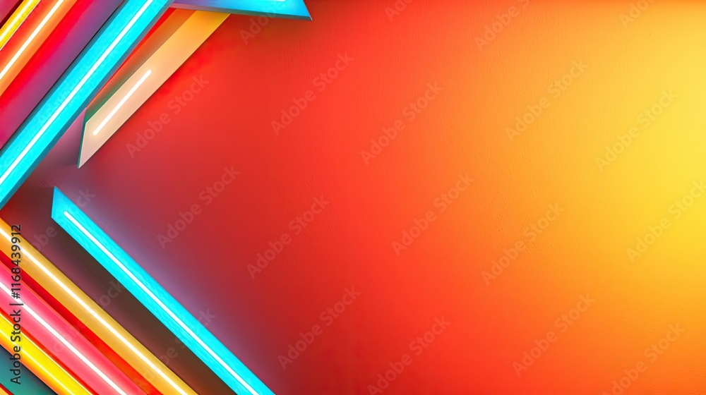 Poster Chalkboard abstract background idea. Vibrant geometric background with colorful lines and a warm gradient.