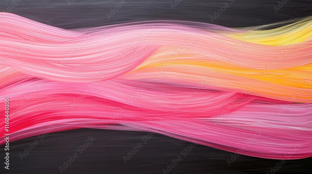 Poster chalkboard abstract background idea. colorful abstract wavy lines in vibrant pink and yellow hues on