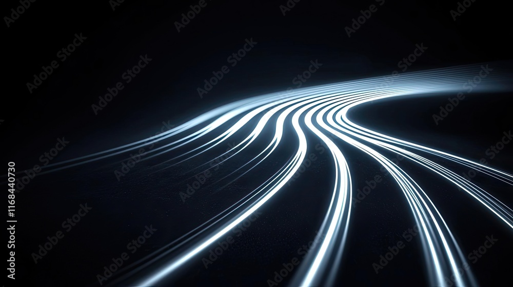 Poster Chalkboard abstract background idea. A futuristic design featuring glowing light trails on a dark background.