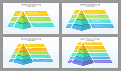 3 up to 6 Steps Pyramid Infographic with Editable Text on a 16:9 Layout for Business Presentation, Poster, Banner and Booklet.