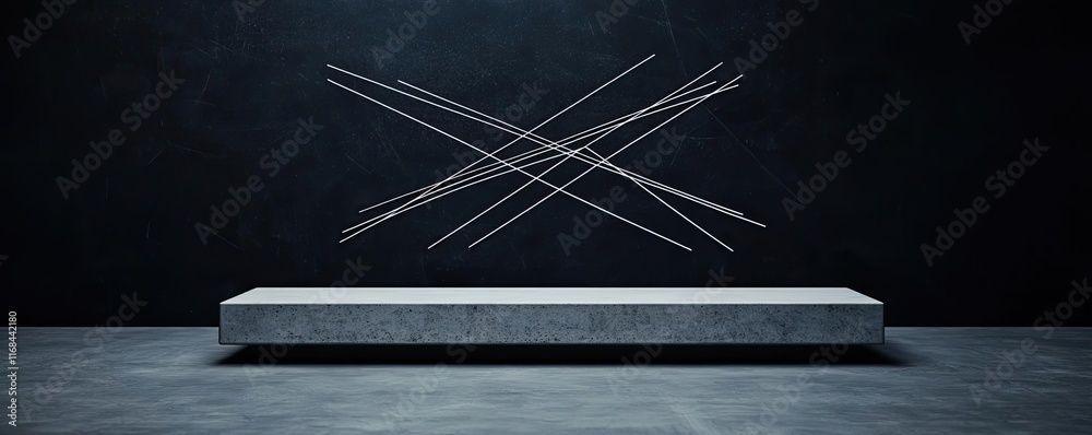 Poster chalkboard abstract background idea. a minimalist interior showcasing a concrete bench and abstract 