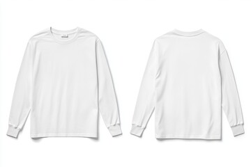 White long-sleeve t-shirt mockup, front and back view. (1)