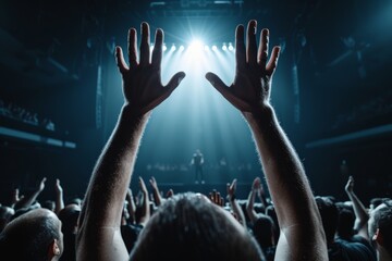 Fototapeta premium Day of Judgment.Detailed close-up of cupped hands in a dark background, illuminated by soft light, symbolizing prayer, hope, or generosity.