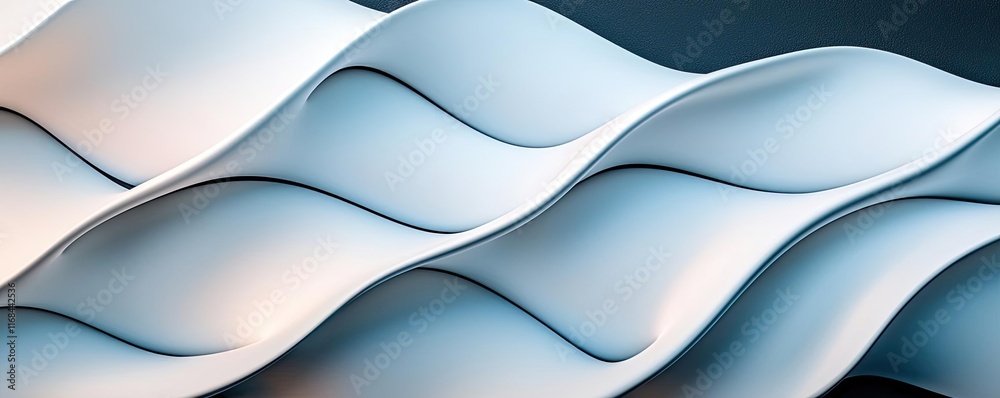 Aufkleber Grid abstract background idea. Abstract wavy patterns in shades of blue and white create an elegant visual composition.