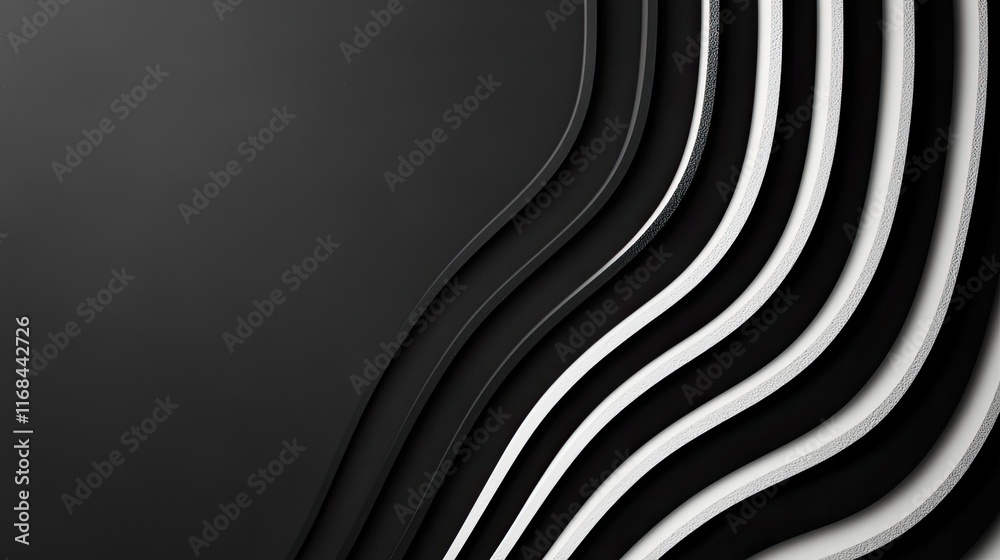 Poster Chalkboard abstract background idea. Abstract wavy lines in black and white create a modern, minimalist design.