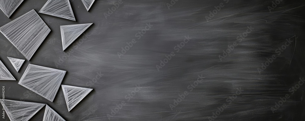 Poster chalkboard abstract background idea. abstract geometric shapes on a textured black background for cr