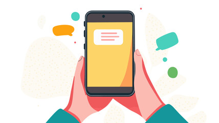 Hand Holding Smartphone with Multiple New Message Notifications, Modern Communication Concept