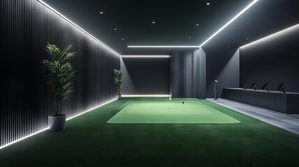 Modern Indoor Golf Simulation Space
