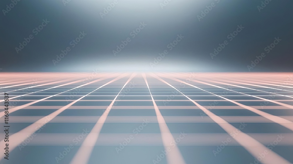 Poster Grid abstract background idea. Futuristic grid pattern with a soft glow, creating an abstract digital landscape.