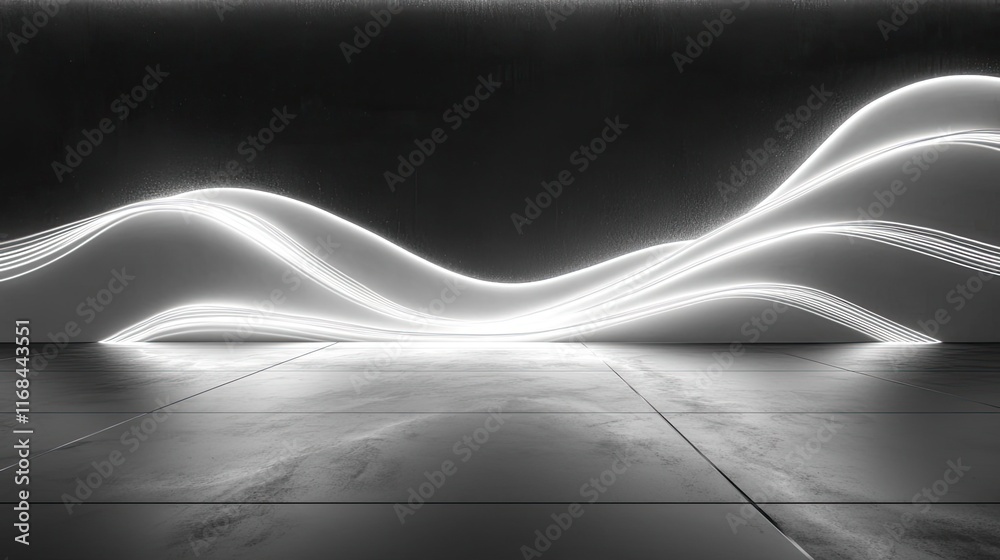 Poster Chalkboard abstract background idea. Abstract light waves on a dark background creating a sense of motion and depth.
