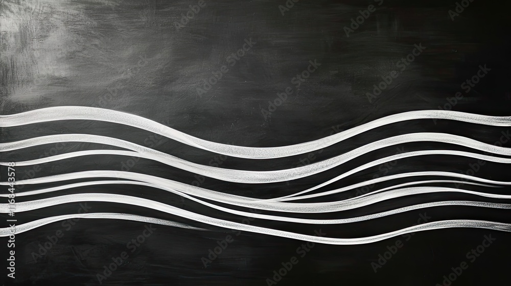 Poster Chalkboard abstract background idea. Abstract wavy lines on a black background creating a modern artistic effect.
