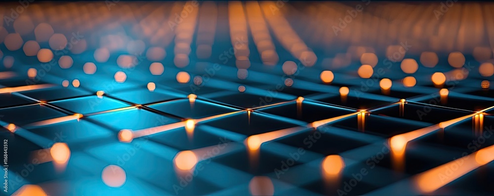 Poster Grid abstract background idea. Abstract digital grid with glowing lights, representing technological connections.