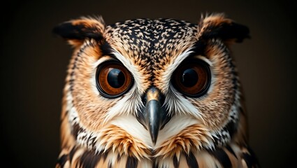 Obraz premium Close-up portrait of a curious owl with large eyes.