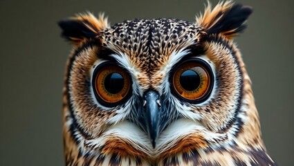 Obraz premium Close-up portrait of a curious owl with large eyes.