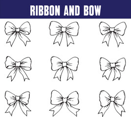 Obraz premium Black silhouette bow set. Collection bow designs in various styles and shapes, perfect for festive decorations and gift wrapping 