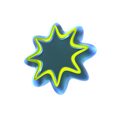 3D holographic star with chrome metallic textures and reflective Y2K aesthetics.