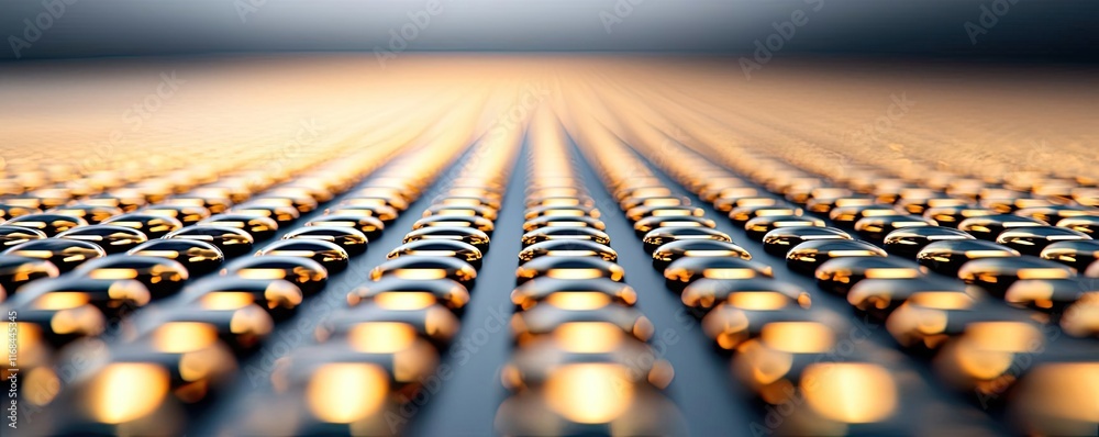 Poster Grid abstract background idea. Close-up view of a metal surface with intricate patterns and reflections.
