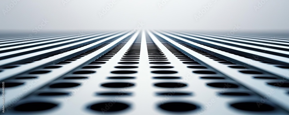 Poster grid abstract background idea. abstract perspective of a perforated metal surface with vanishing lin
