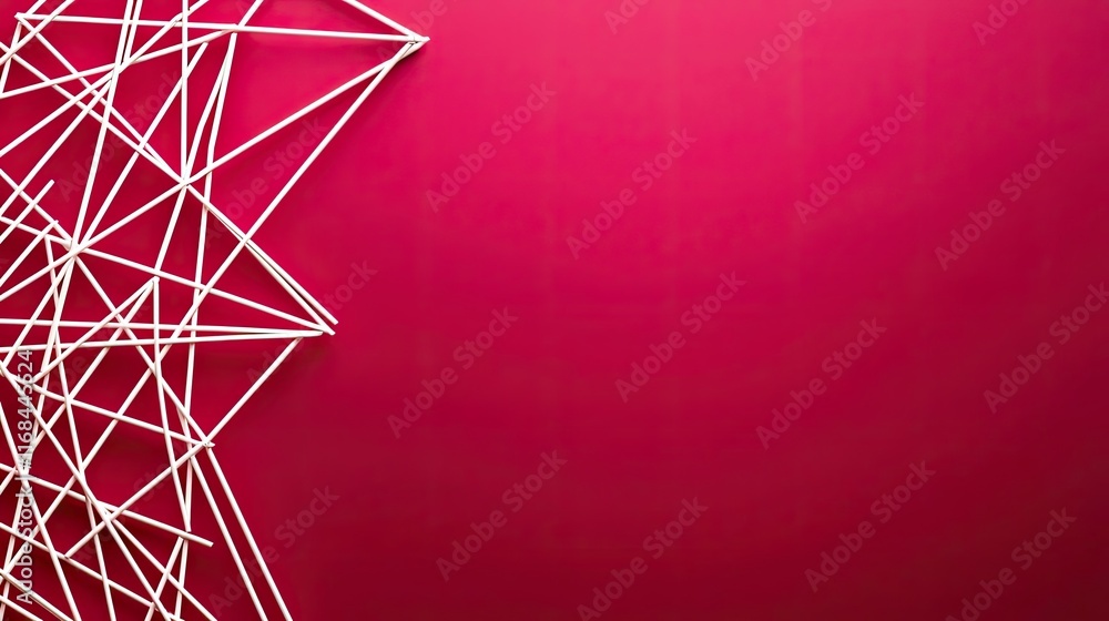 Poster Grid abstract background idea. Abstract geometric design with vibrant red background and white lines for creative projects.