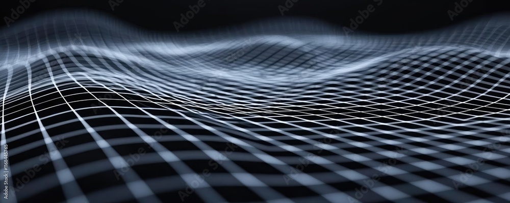 Poster Grid abstract background idea. Abstract digital wave form with grid structure in a dark environment.