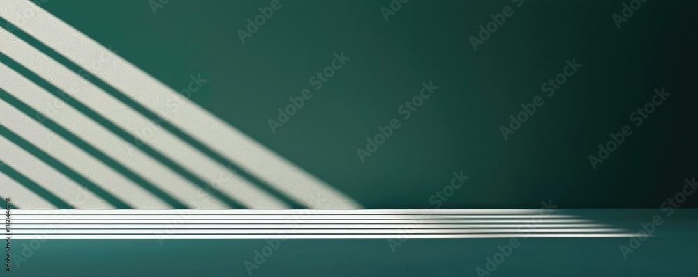 Aufkleber Grid abstract background idea. Minimalist design with shadows creating dynamic lines on a green background.