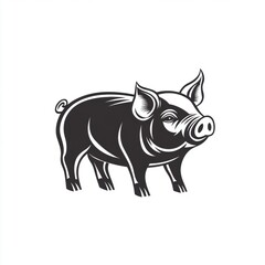 Fototapeta premium A stylized black and white illustration of a pig.