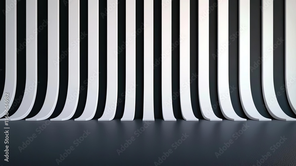 Fototapete Grid abstract background idea. A minimalist design featuring black and white striped patterns creating depth and texture.