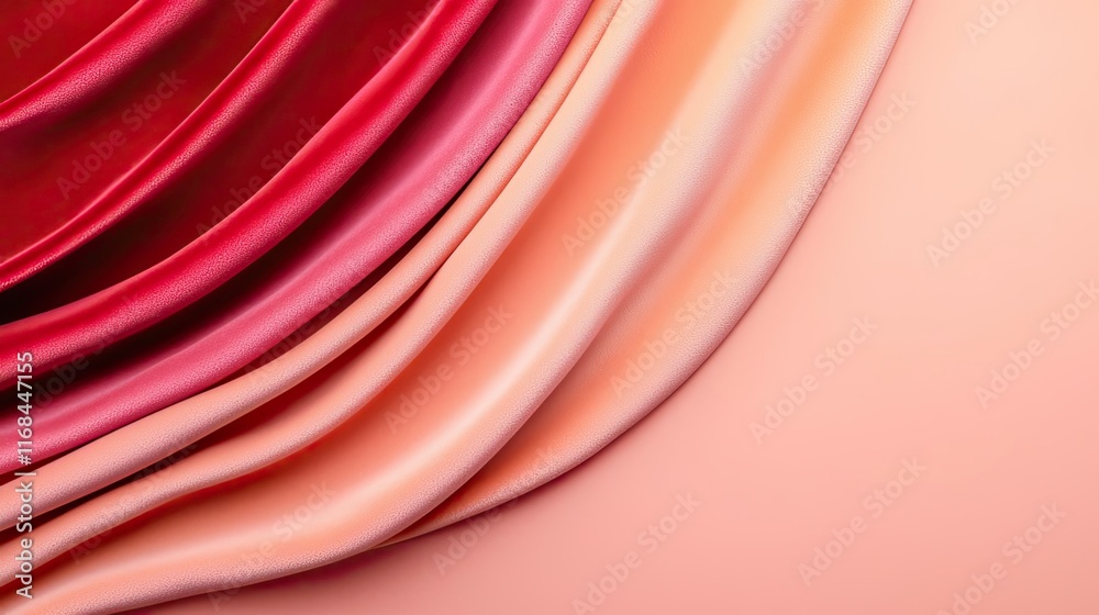 Poster velvet abstract background concept. elegant fabric drapes showcasing soft gradients of pink and red 