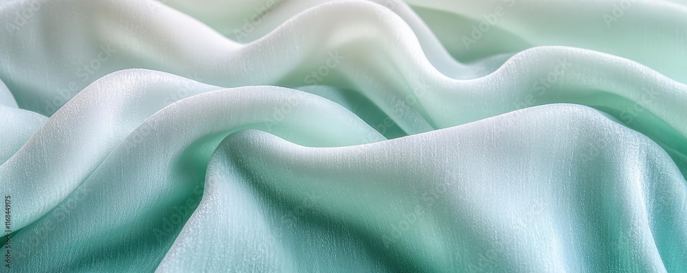 Poster velvet abstract background concept. soft, flowing fabric texture in gentle shades of mint and white 