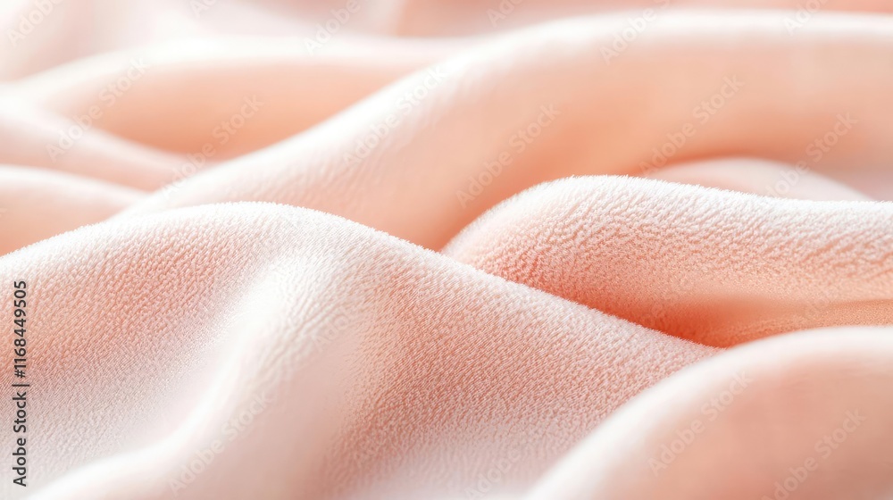 Poster Velvet abstract background concept. Soft, delicate fabric in light peach hue creating elegant waves and textures.