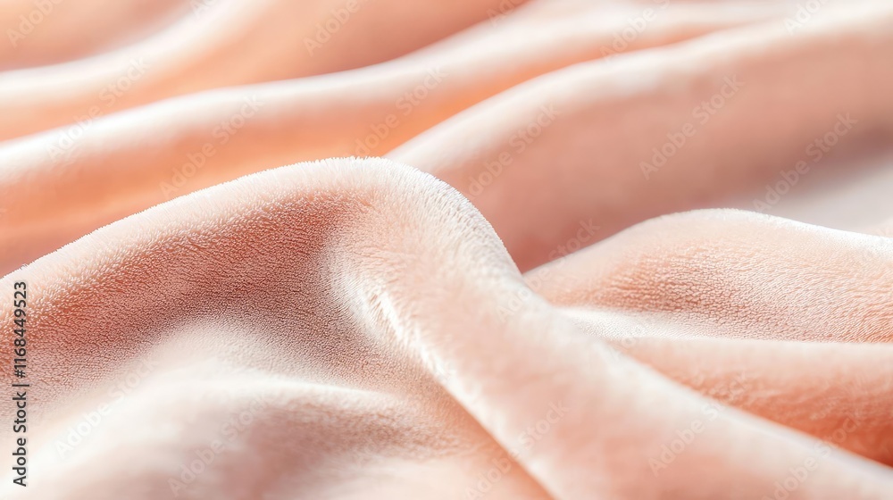 Poster velvet abstract background concept. close-up of soft, smooth fabric in a gentle peach hue, showcasin