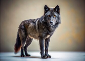 Obraz premium Black Wolf Studio Portrait: Tilt-Shift Miniature Photography