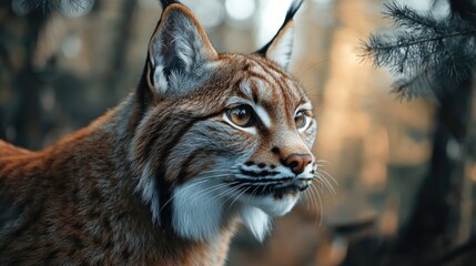 Fototapeta premium Cute Wild Cat in a Forested Area