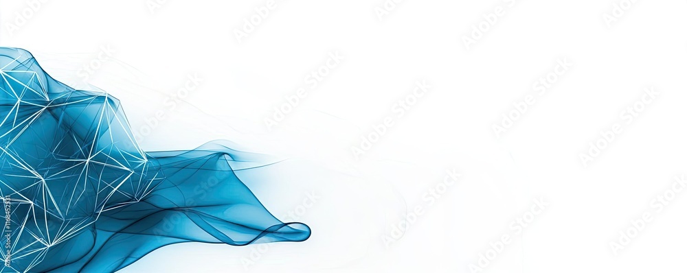 Poster Ink abstract background idea. Abstract blue wave design with network lines on a white background.