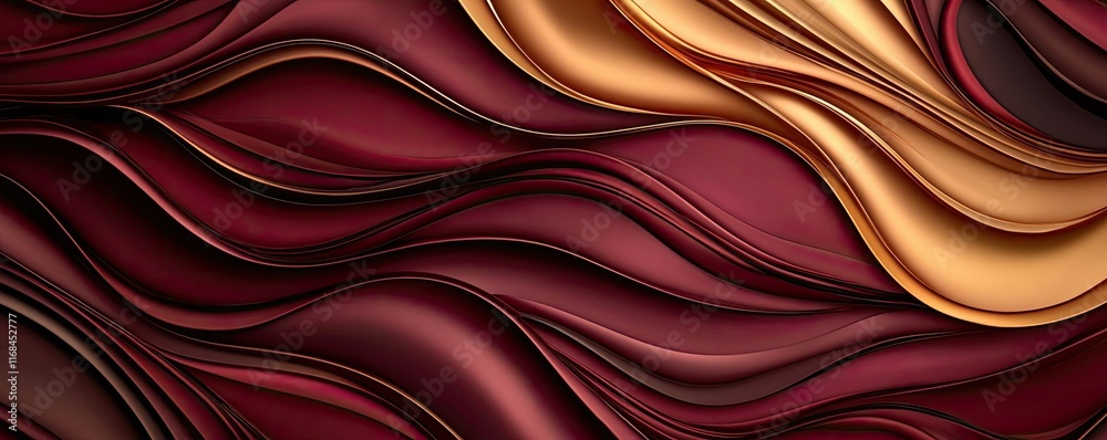 Aufkleber Mosaic abstract background concept. Abstract wave patterns in rich maroon and gold tones, creating a dynamic visual effect.