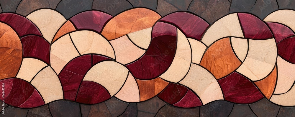 Poster mosaic abstract background concept. colorful stained glass pattern featuring elegant curved shapes.