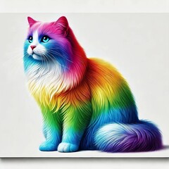"Vibrant Rainbow Cat: A Spectrum of Whimsy and Elegance"