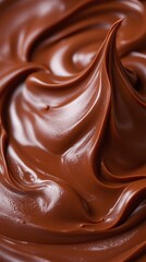 Naklejka premium Chocolate Ganache Texture Macro, Glossy Mousse, Whipped Cream, Mocha Mousse 2025