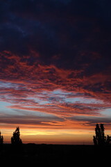 Orange sunset and clouds