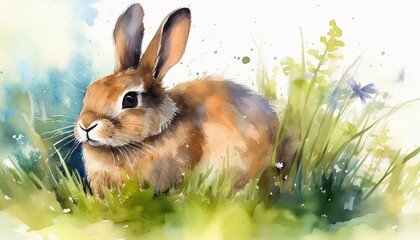 Fototapeta premium 可愛い茶色のうさぎのイラスト