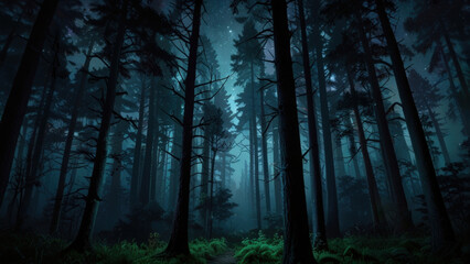 Fototapeta premium Enchanting Forest at Twilight with Mystical Atmosphere