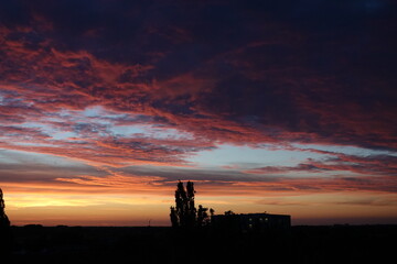 Orange sunset and clouds