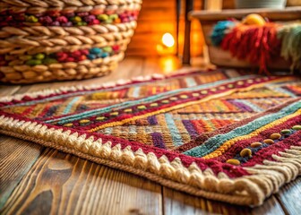 Boho Ethnic Bath Mat Rug, Distressed Woven Texture, Carpet, Boho Decor,  Bohemian Rug