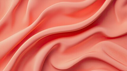 Obraz premium Velvet abstract background concept. Close-up of soft coral fabric with smooth, flowing waves and elegant texture.