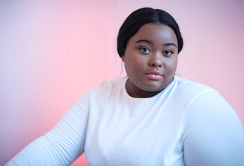 Young Woman Pink Background Beauty Shot - Space For Copy