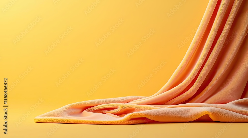 Poster velvet abstract background concept. soft draped fabric on a bright yellow background, adding warmth 