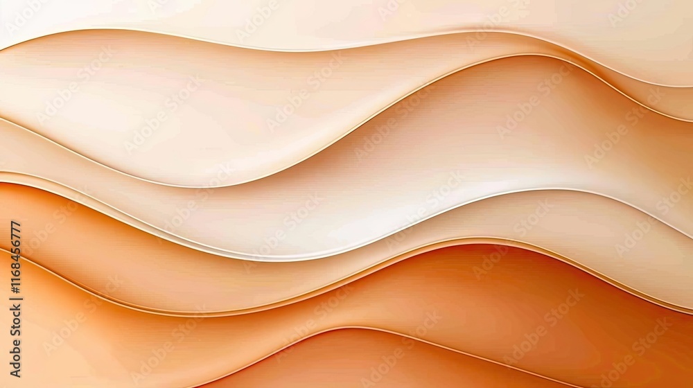 Aufkleber Velvet abstract background concept. Abstract wave patterns in soft peach and cream tones create a soothing visual effect.
