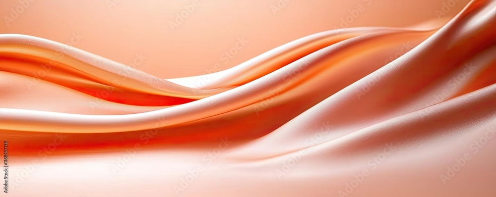Poster velvet abstract background concept. elegant orange silk fabric texture with smooth flowing waves and